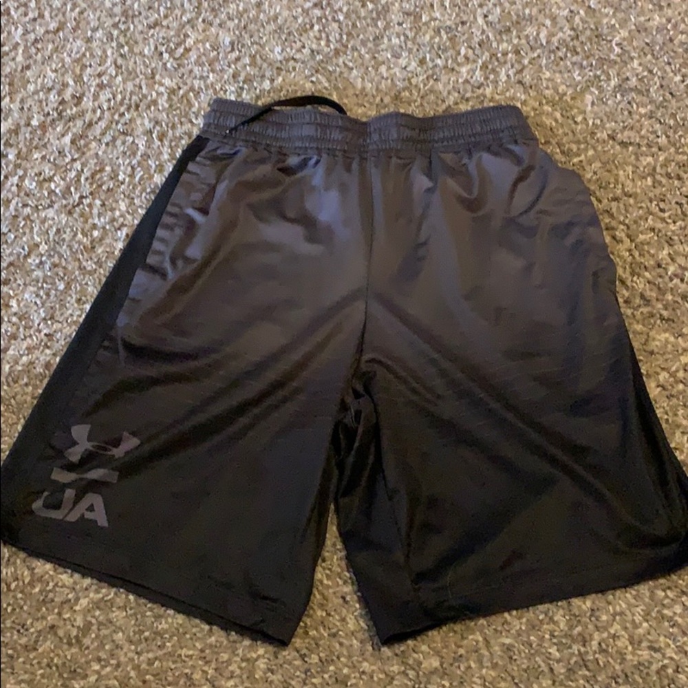 Black and gray UA shorts